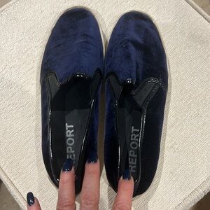 REPORT SUEDE BLUE SNEAKER SLIDES